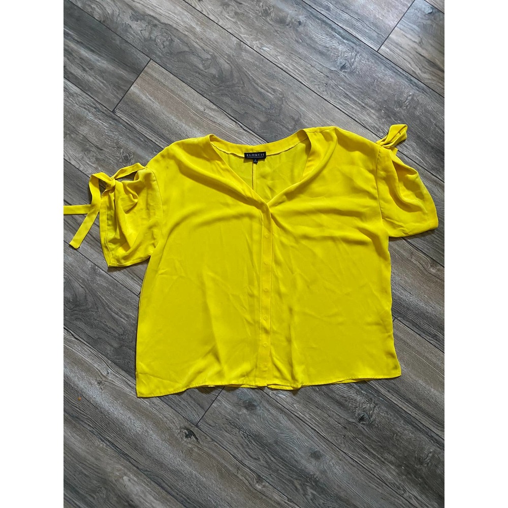 ELOQUII Short Sleeve Yellow Blouse Sz 22